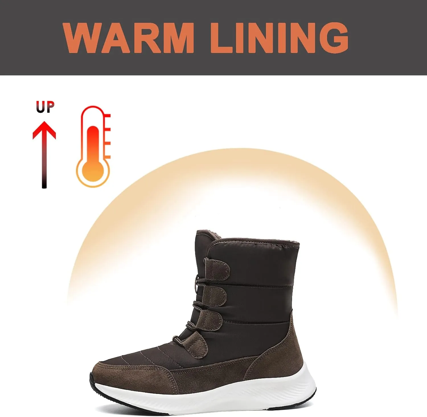 CERYTHRINA Womens Waterproof Booties Lightweight Winter Fur Lined Walking Boots Anti-Slip Outdoor Snow Boots
