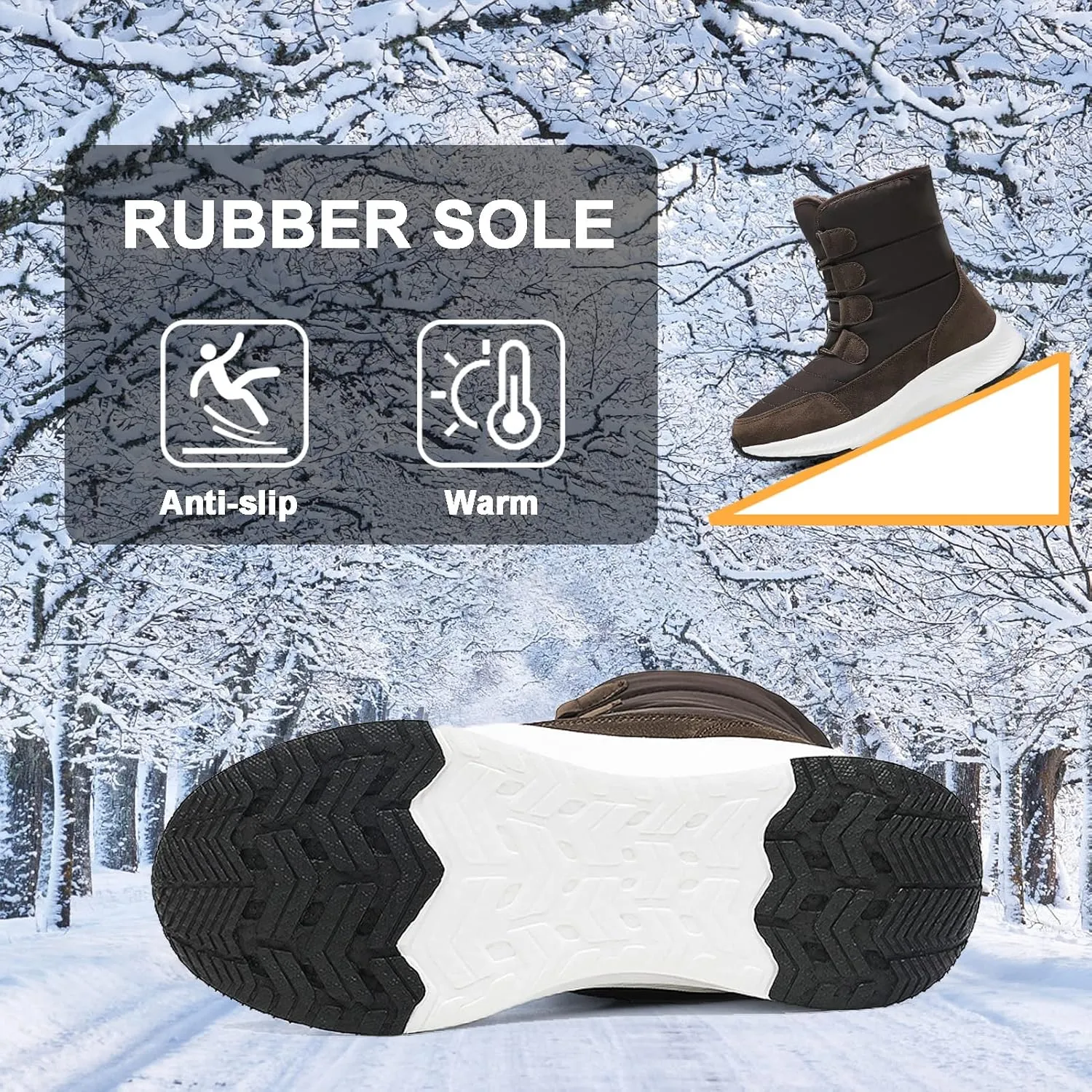 CERYTHRINA Womens Waterproof Booties Lightweight Winter Fur Lined Walking Boots Anti-Slip Outdoor Snow Boots