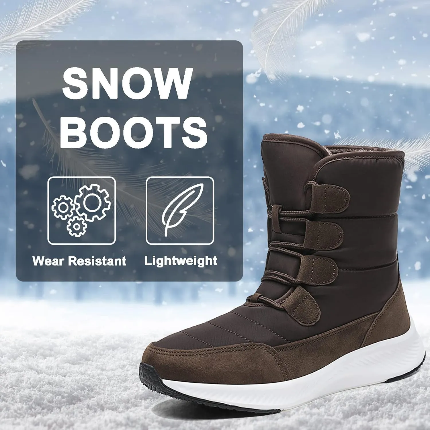 CERYTHRINA Womens Waterproof Booties Lightweight Winter Fur Lined Walking Boots Anti-Slip Outdoor Snow Boots