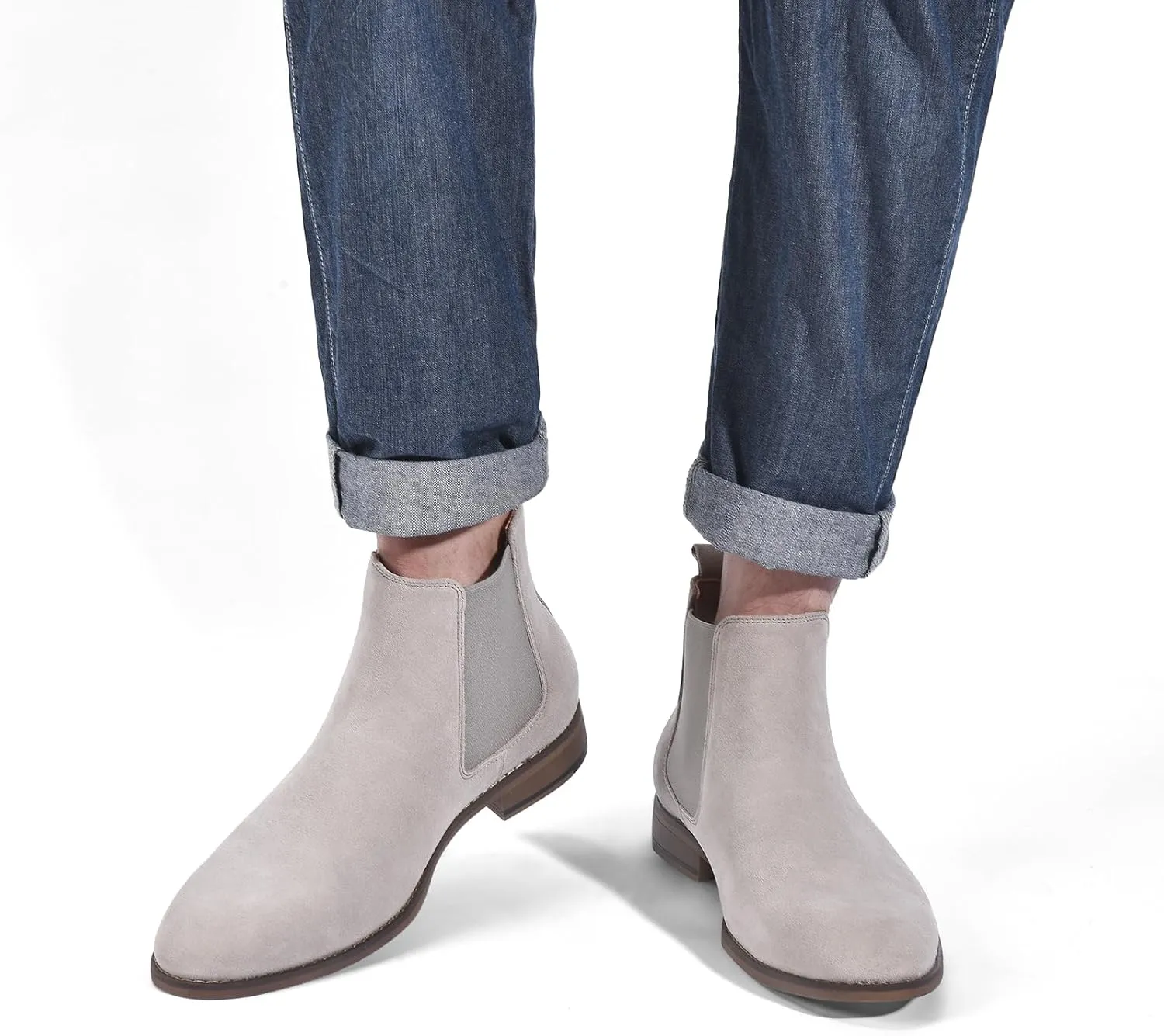 CGRRBW Men's Chelsea Boots Suede Leather Casual Boots for Men
