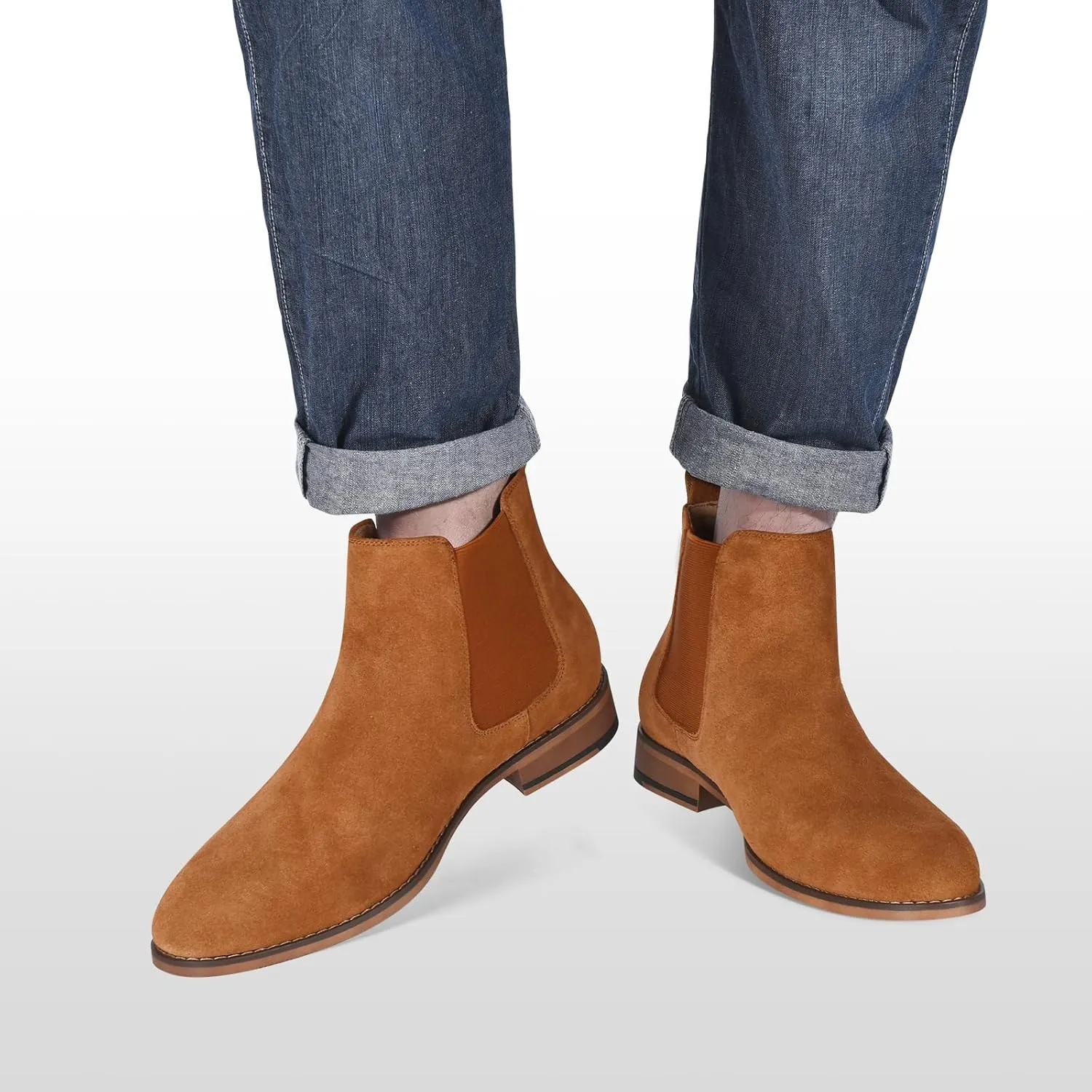 CGRRBW Men's Chelsea Boots Suede Leather Casual Boots for Men