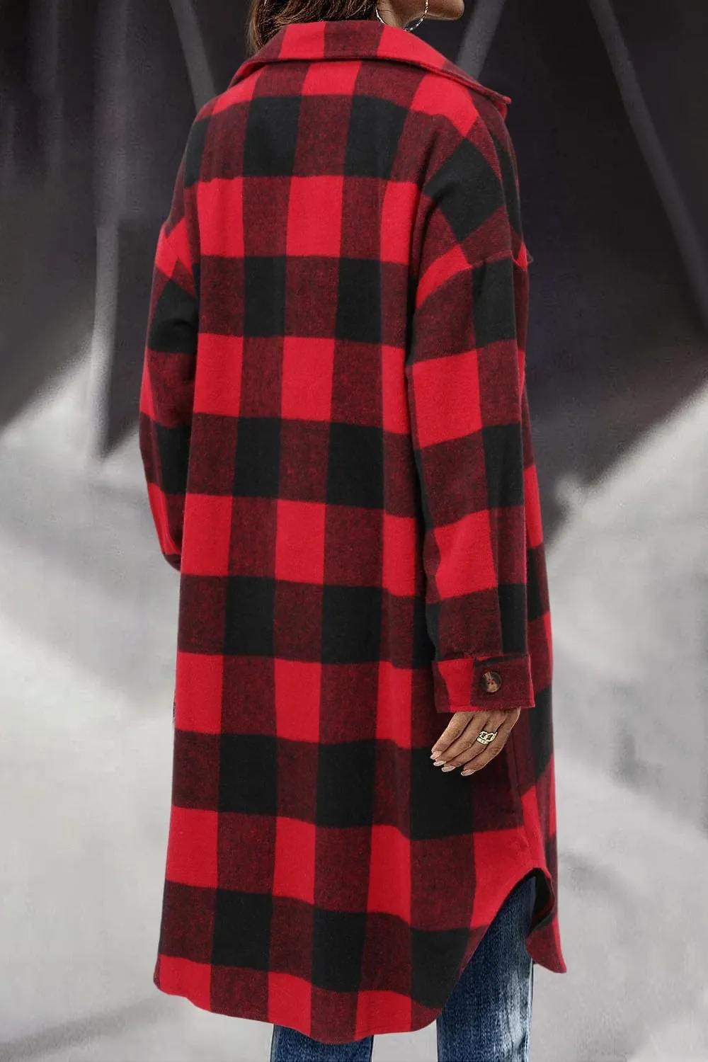 CHICZONE Womens Plaid Shacket Jacket Long Corduroy Shirt Casual Lapel Button Down Flannel Trench Coats