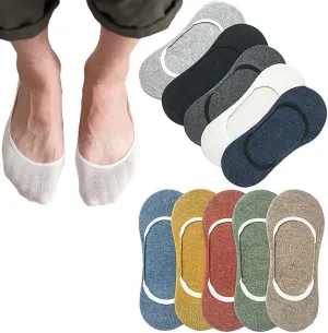 CHUNFO No Show Liner Men Footie Socks Non Slip Grips Multicolor Cushioned Pure Color Invisible Low Cut Boys 5 or 10 Pairs