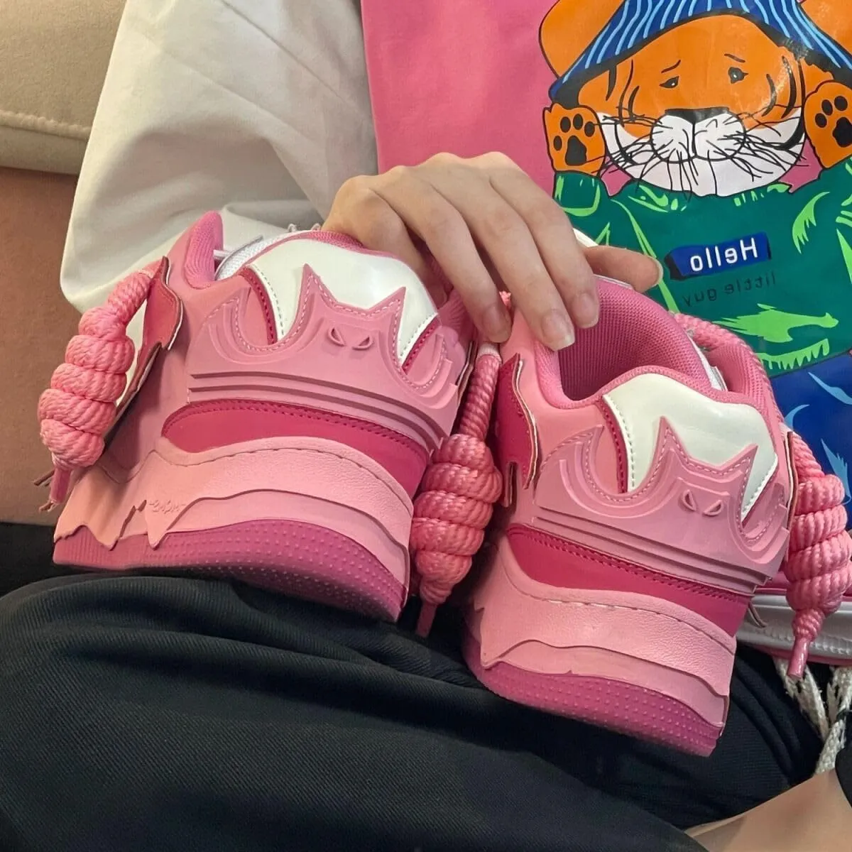 Chunky Cool Y2K Sneakers for Women Fashion Platform Taller Pink Casual Dad Shoes Comfortable Walking Sport Sneakers