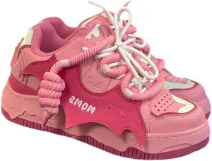 Chunky Cool Y2K Sneakers for Women Fashion Platform Taller Pink Casual Dad Shoes Comfortable Walking Sport Sneakers