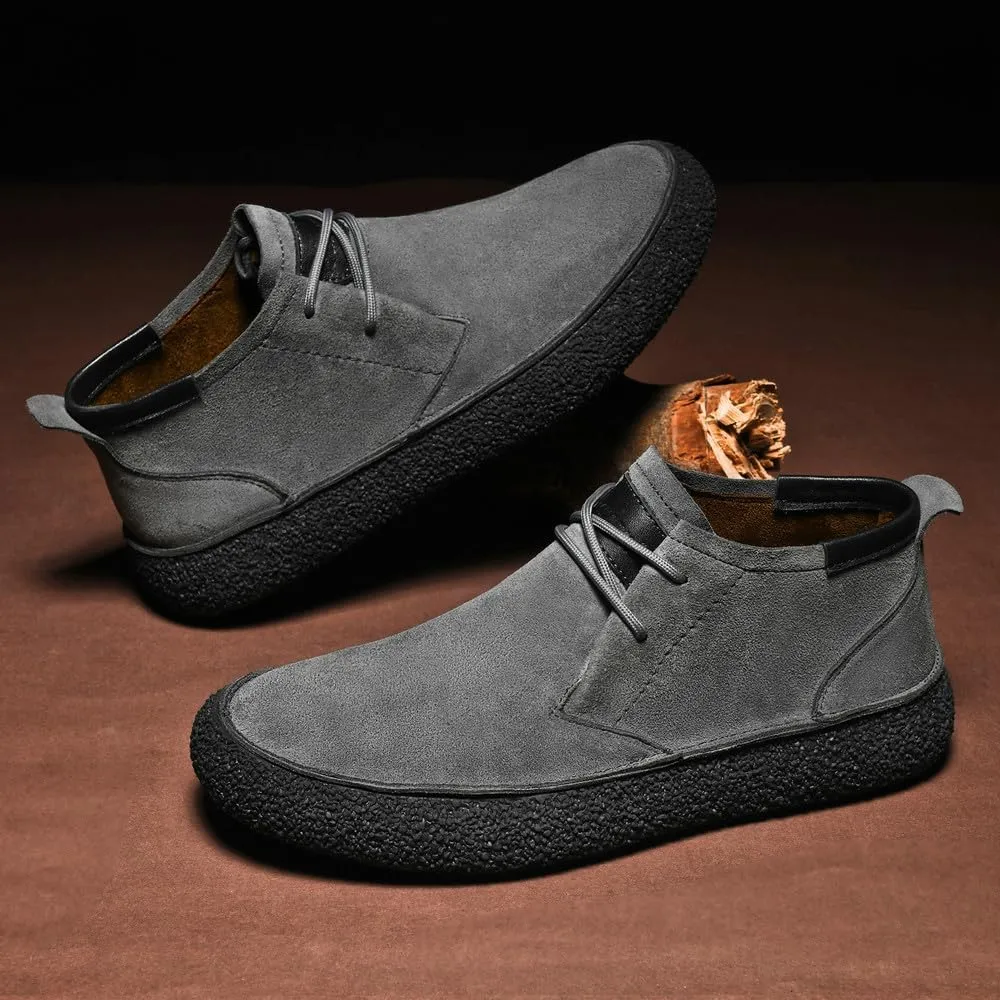 CHUUMEE Men's Casual Leather Fashion Sneakers Ankle Chukka Boots Slip On Lightweight Loafers Walking Driving Shoes