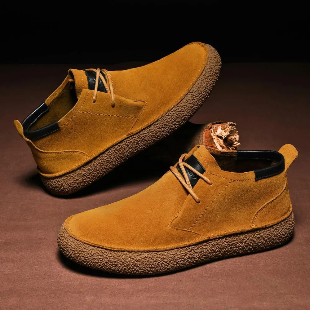 CHUUMEE Men's Casual Leather Fashion Sneakers Ankle Chukka Boots Slip On Lightweight Loafers Walking Driving Shoes
