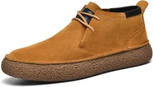 CHUUMEE Men's Casual Leather Fashion Sneakers Ankle Chukka Boots Slip On Lightweight Loafers Walking Driving Shoes