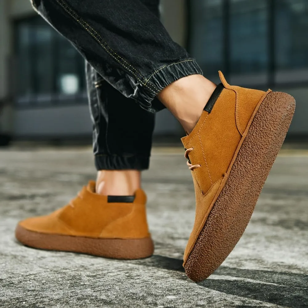 CHUUMEE Men's Casual Leather Fashion Sneakers Ankle Chukka Boots Slip On Lightweight Loafers Walking Driving Shoes