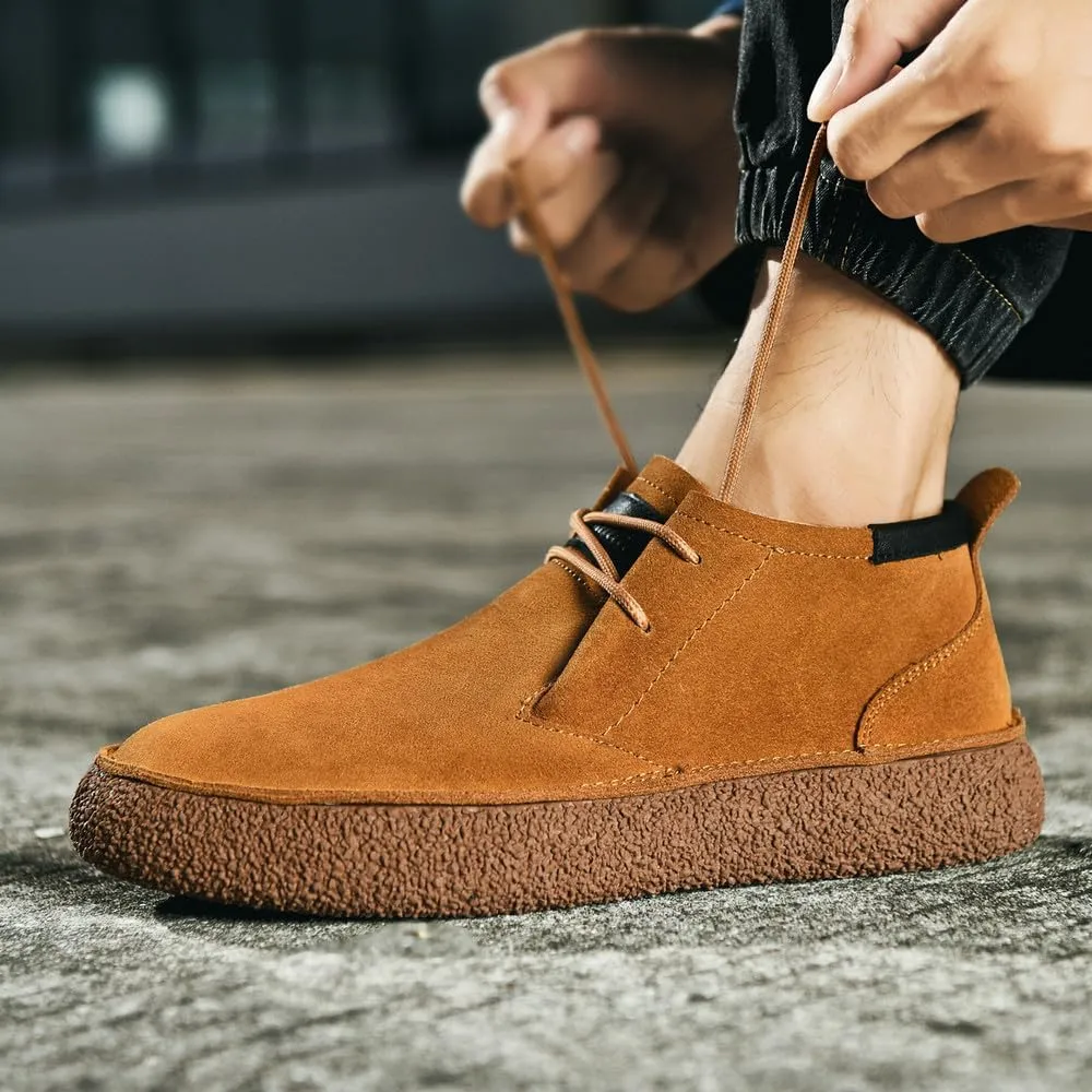 CHUUMEE Men's Casual Leather Fashion Sneakers Ankle Chukka Boots Slip On Lightweight Loafers Walking Driving Shoes