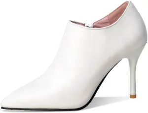 ClassicSter Womens Pointed Toe Stiletto Ankle Boots Front V High Heel Back Zip Booties