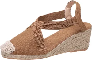 Closed Toe Sandals for Women Platform Espadrille Wedge Sandals Arch Support Orthotic Platform Mules with Ankle Strap Backless Walking Sneakers Casual Summer Dressy Sandal