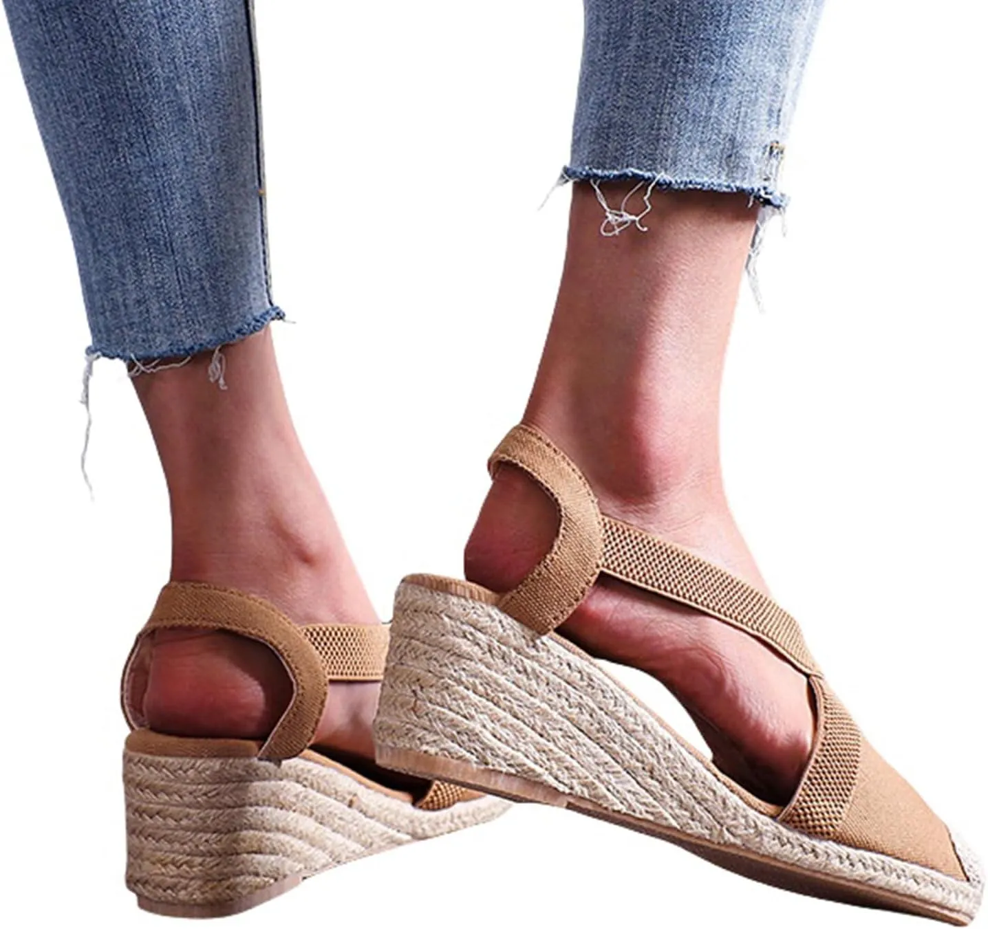 Closed Toe Sandals for Women Platform Espadrille Wedge Sandals Arch Support Orthotic Platform Mules with Ankle Strap Backless Walking Sneakers Casual Summer Dressy Sandal