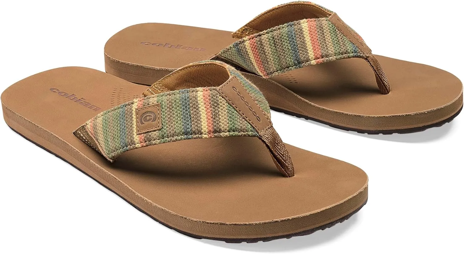 Cobian Campo Del Sol Zarape Sandals for Men – Premium Leather Flip-Flops with Arch Support – Western-Ispired Footwear for Casual Look