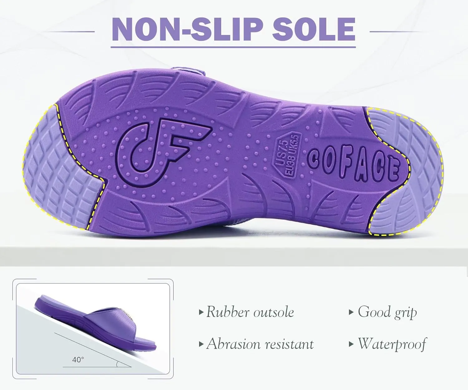 COFACE Womens Dressy Orthotic Slides Lightweight Yoga Mat Thick Cushion Recovery Walking Sandals Adjustable Slip On Slippers with Comfortable Plantar Fasciitis Arch Support