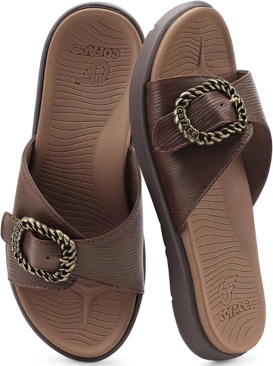 COFACE Womens Dressy Orthotic Slides Lightweight Yoga Mat Thick Cushion Recovery Walking Sandals Adjustable Slip On Slippers with Comfortable Plantar Fasciitis Arch Support