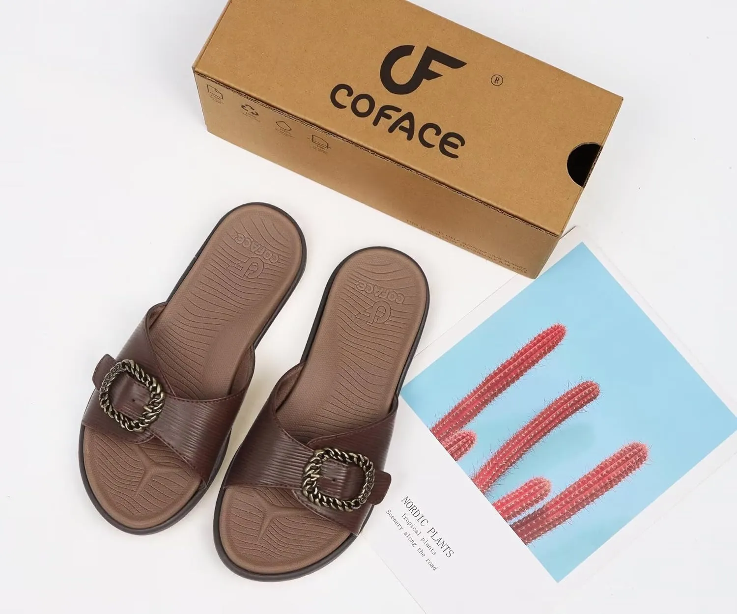 COFACE Womens Dressy Orthotic Slides Lightweight Yoga Mat Thick Cushion Recovery Walking Sandals Adjustable Slip On Slippers with Comfortable Plantar Fasciitis Arch Support