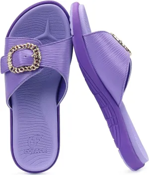 COFACE Womens Dressy Orthotic Slides Lightweight Yoga Mat Thick Cushion Recovery Walking Sandals Adjustable Slip On Slippers with Comfortable Plantar Fasciitis Arch Support