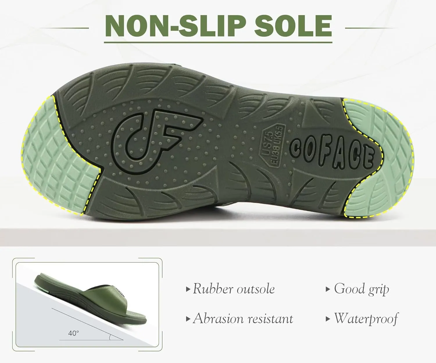 COFACE Womens Dressy Orthotic Slides Lightweight Yoga Mat Thick Cushion Recovery Walking Sandals Adjustable Slip On Slippers with Comfortable Plantar Fasciitis Arch Support