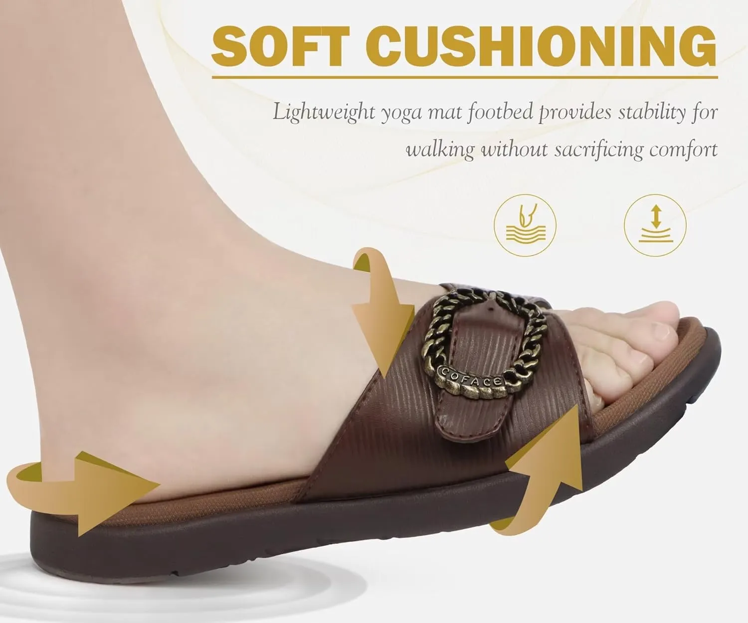 COFACE Womens Dressy Orthotic Slides Lightweight Yoga Mat Thick Cushion Recovery Walking Sandals Adjustable Slip On Slippers with Comfortable Plantar Fasciitis Arch Support