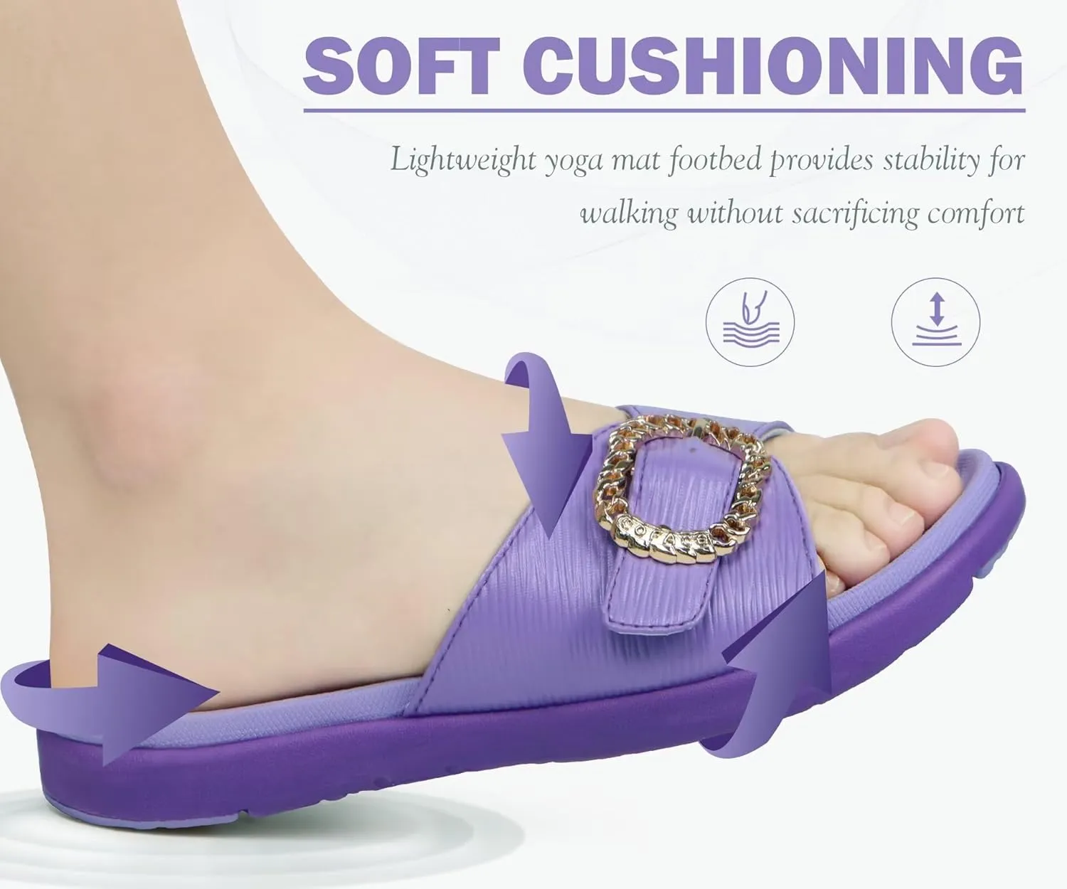 COFACE Womens Dressy Orthotic Slides Lightweight Yoga Mat Thick Cushion Recovery Walking Sandals Adjustable Slip On Slippers with Comfortable Plantar Fasciitis Arch Support