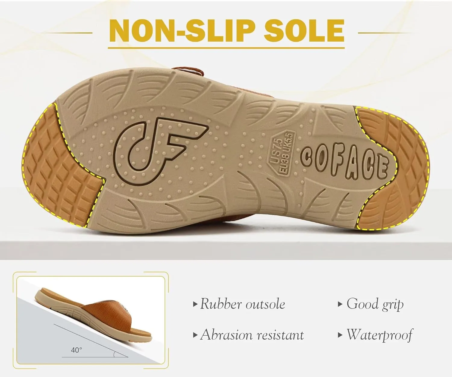 COFACE Womens Dressy Orthotic Slides Lightweight Yoga Mat Thick Cushion Recovery Walking Sandals Adjustable Slip On Slippers with Comfortable Plantar Fasciitis Arch Support