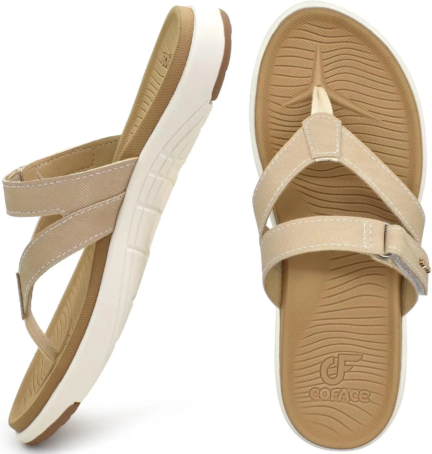 COFACE Womens Fashion Orthotic Flip Flops Ladies Slip On Lightweight Athletic Yoga Mat Cushion Thong Sandals With Comfortable Plantar Fasciitis Arch Support