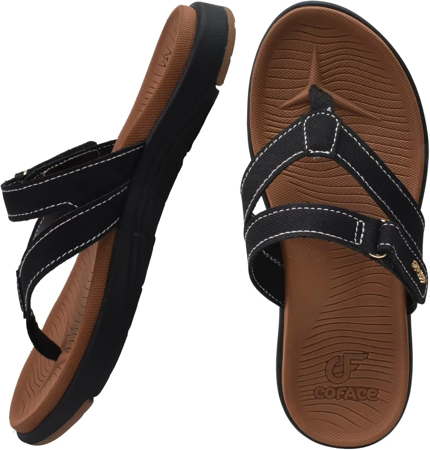 COFACE Womens Fashion Orthotic Flip Flops Ladies Slip On Lightweight Athletic Yoga Mat Cushion Thong Sandals With Comfortable Plantar Fasciitis Arch Support