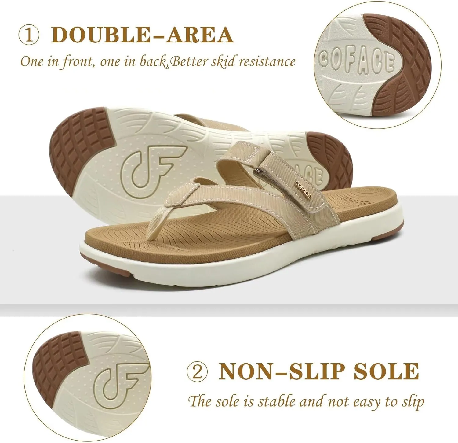 COFACE Womens Fashion Orthotic Flip Flops Ladies Slip On Lightweight Athletic Yoga Mat Cushion Thong Sandals With Comfortable Plantar Fasciitis Arch Support