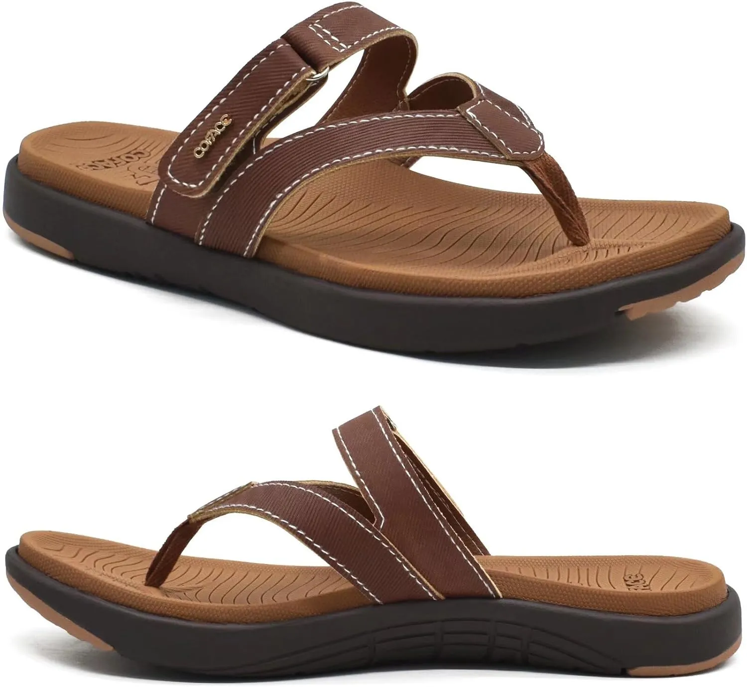 COFACE Womens Fashion Orthotic Flip Flops Ladies Slip On Lightweight Athletic Yoga Mat Cushion Thong Sandals With Comfortable Plantar Fasciitis Arch Support