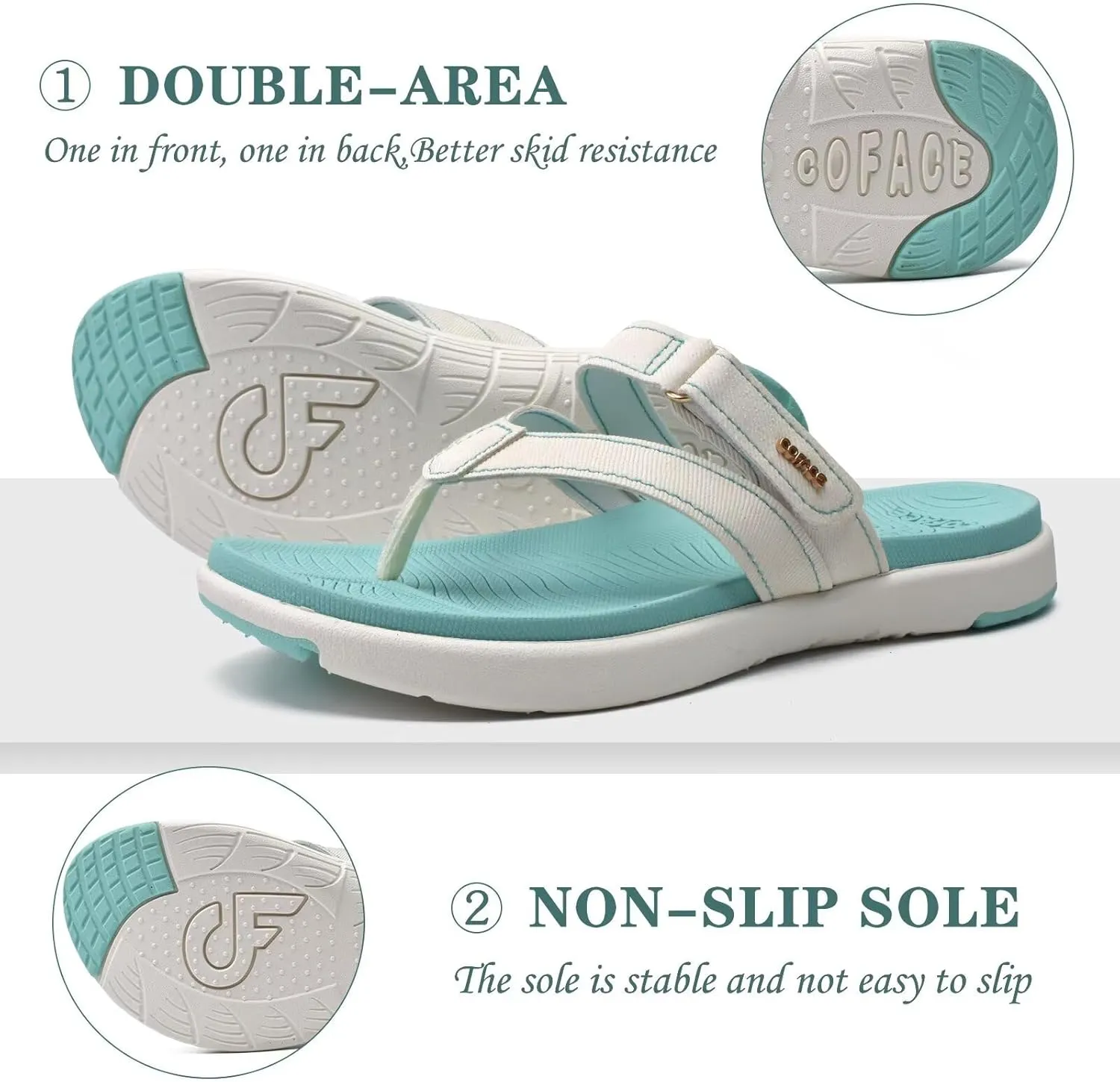 COFACE Womens Fashion Orthotic Flip Flops Ladies Slip On Lightweight Athletic Yoga Mat Cushion Thong Sandals With Comfortable Plantar Fasciitis Arch Support