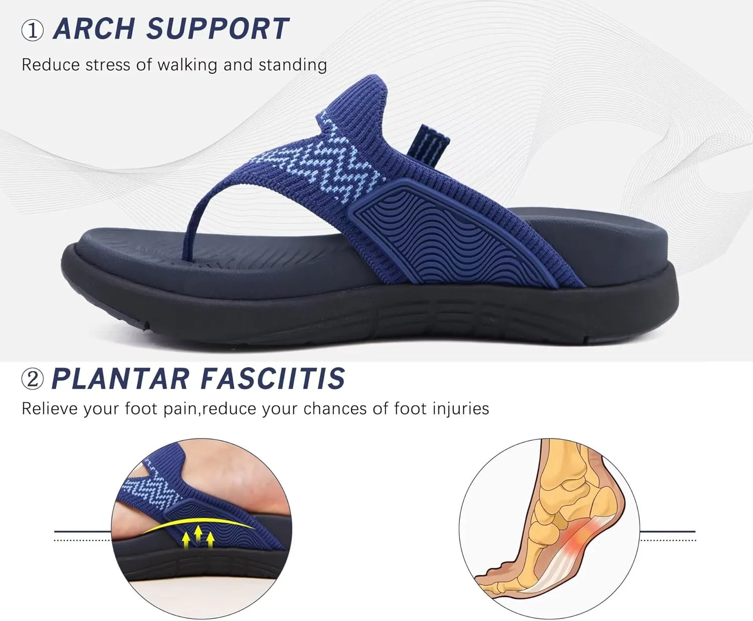 COFACE Womens Fashion Orthotic Flip Flops Recovery Walking Lightweight Athletic Thick Yoga Mat Cushion Thong Sandals With Comfortable Plantar Fasciitis Arch Support