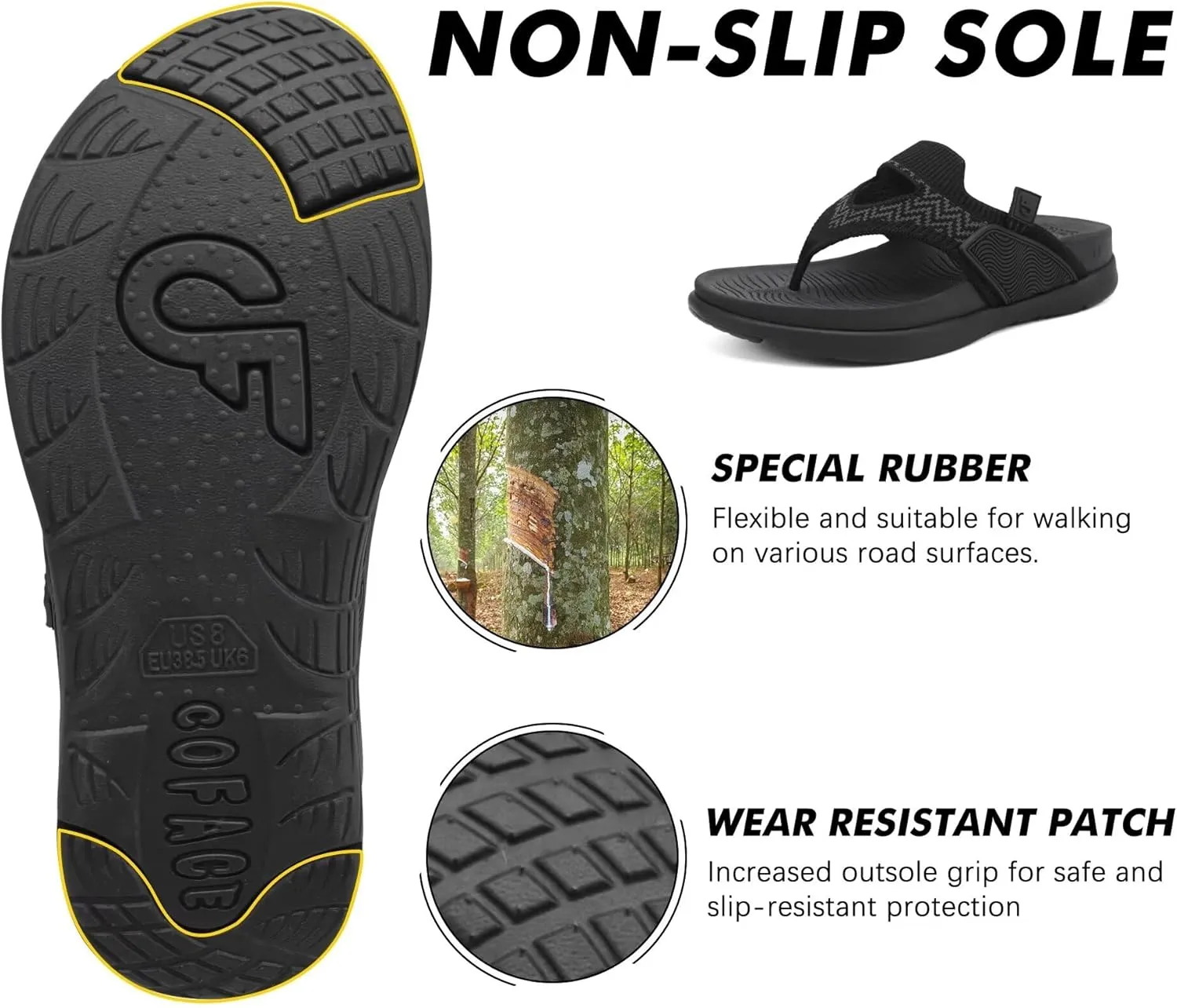 COFACE Womens Fashion Orthotic Flip Flops Recovery Walking Lightweight Athletic Thick Yoga Mat Cushion Thong Sandals With Comfortable Plantar Fasciitis Arch Support