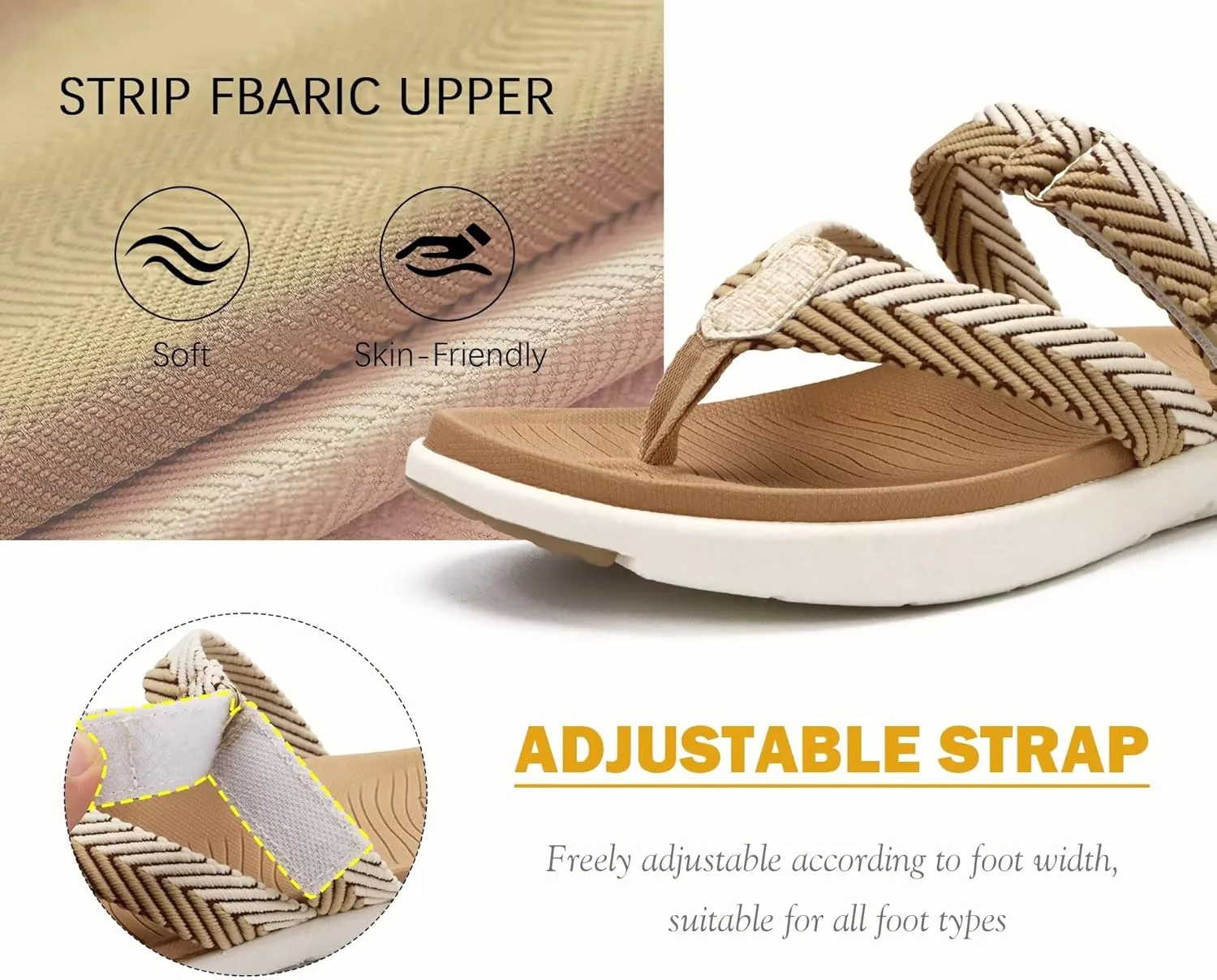 COFACE Womens Trendy Orthotic Flip Flops Lightweight Yoga Mat Thick Cushion Walking Thong Sandals Adjustable Slip On Slippers With Comfortable Plantar Fasciitis Arch Support