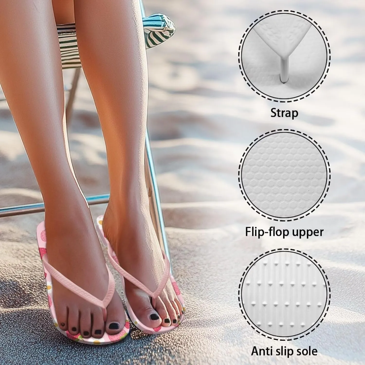 Coloranimal Flip Flops for Women Sandals Women Comfortable Womens Flip Flops House Slippers Beach Sandals Water Resistant Shower Shoes