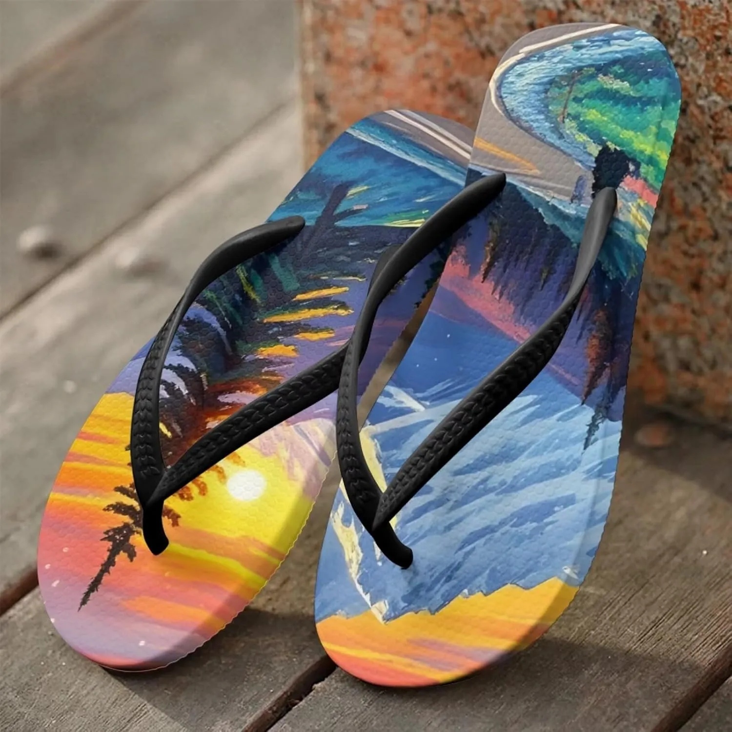 Coloranimal Flip Flops for Women Sandals Women Summer Beach Sandals Non Slip Shower Slippers Y Sandals Comfort Flip-Flops Slippers Thong Sandals