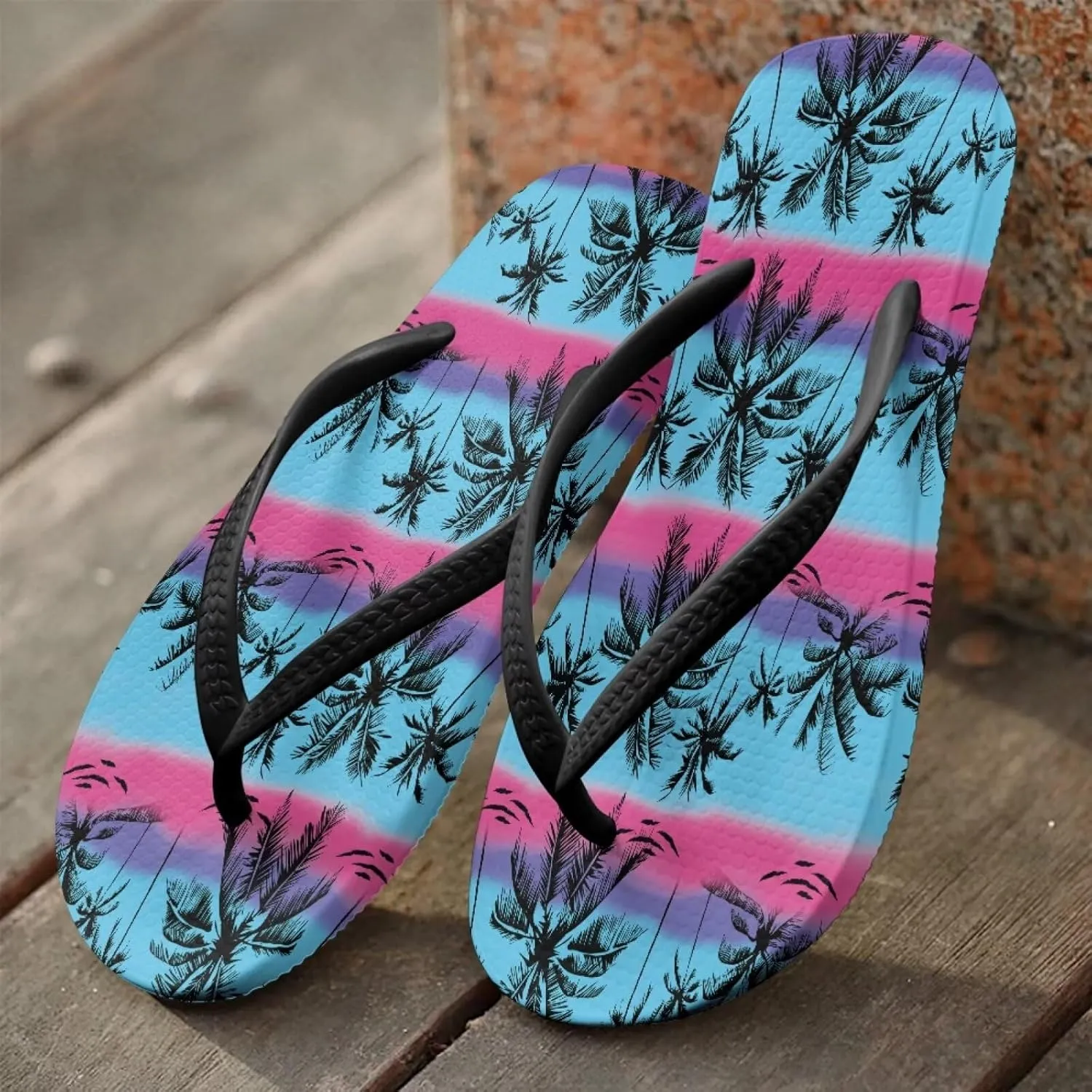 Coloranimal Flip Flops for Women Sandals Women Summer Beach Sandals Non Slip Shower Slippers Y Sandals Comfort Flip-Flops Slippers Thong Sandals