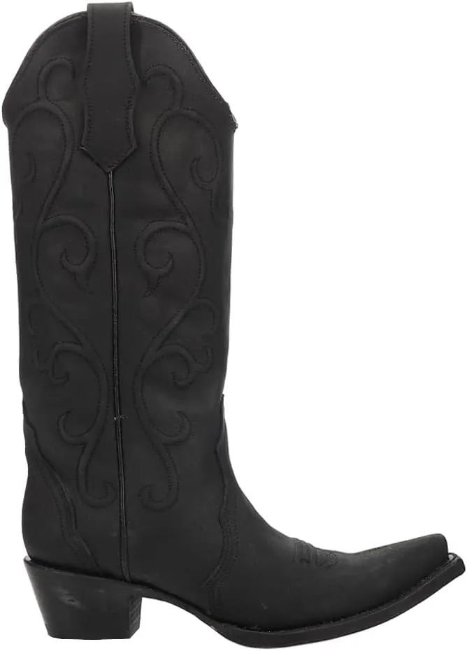 Corral Boots Womens Ld Embroidered Snip Toe Casual Boots Mid Calf Mid Heel 2-3" - Black - Size 9 M