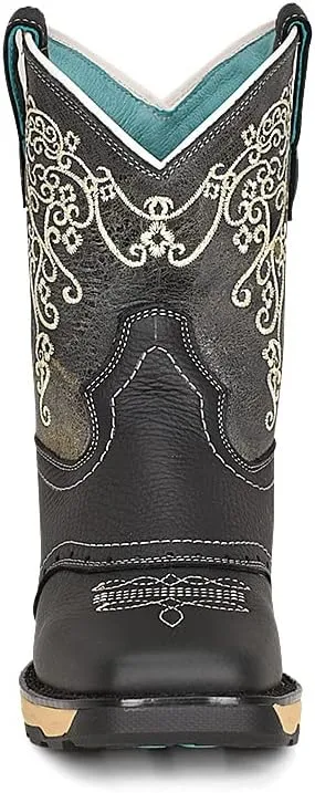 CORRAL LADIE'S TAN HYDRO RESIST SADDLE VAMP/BROWN TOP FARM&RANCH DUAL DENSITY SOLE SQ TOE, RUBBER SOLE, RANCHING W5006