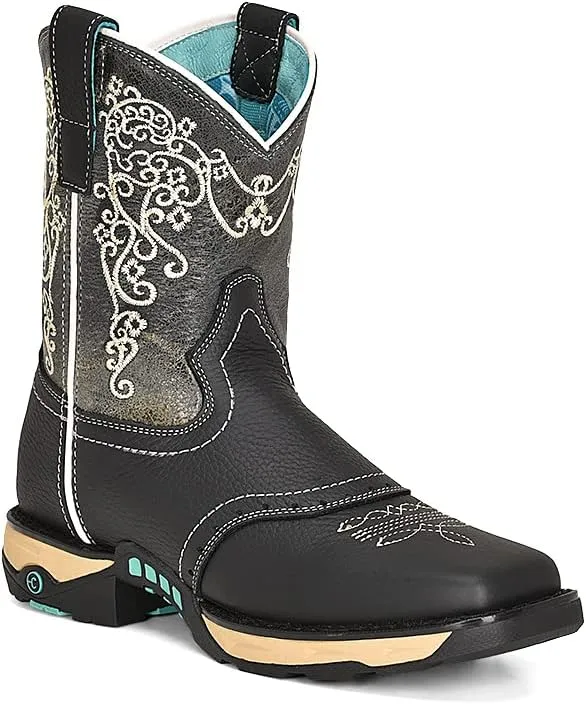 CORRAL LADIE'S TAN HYDRO RESIST SADDLE VAMP/BROWN TOP FARM&RANCH DUAL DENSITY SOLE SQ TOE, RUBBER SOLE, RANCHING W5006