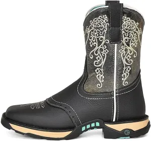 CORRAL LADIE'S TAN HYDRO RESIST SADDLE VAMP/BROWN TOP FARM&RANCH DUAL DENSITY SOLE SQ TOE, RUBBER SOLE, RANCHING W5006