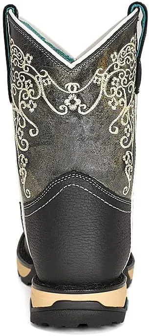 CORRAL LADIE'S TAN HYDRO RESIST SADDLE VAMP/BROWN TOP FARM&RANCH DUAL DENSITY SOLE SQ TOE, RUBBER SOLE, RANCHING W5006