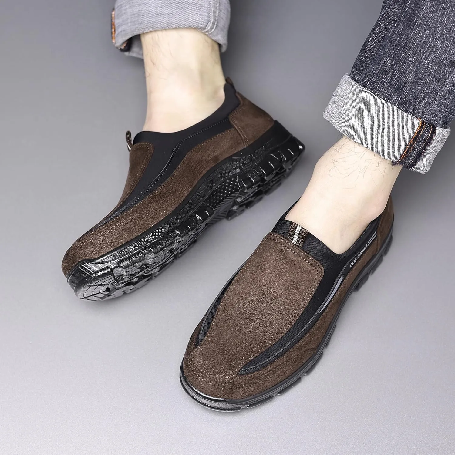 COSIDRAM Mens Casual Shoes Slip on Loafers Comfortable Non Slip Suede Driving Walking Shoes for Men