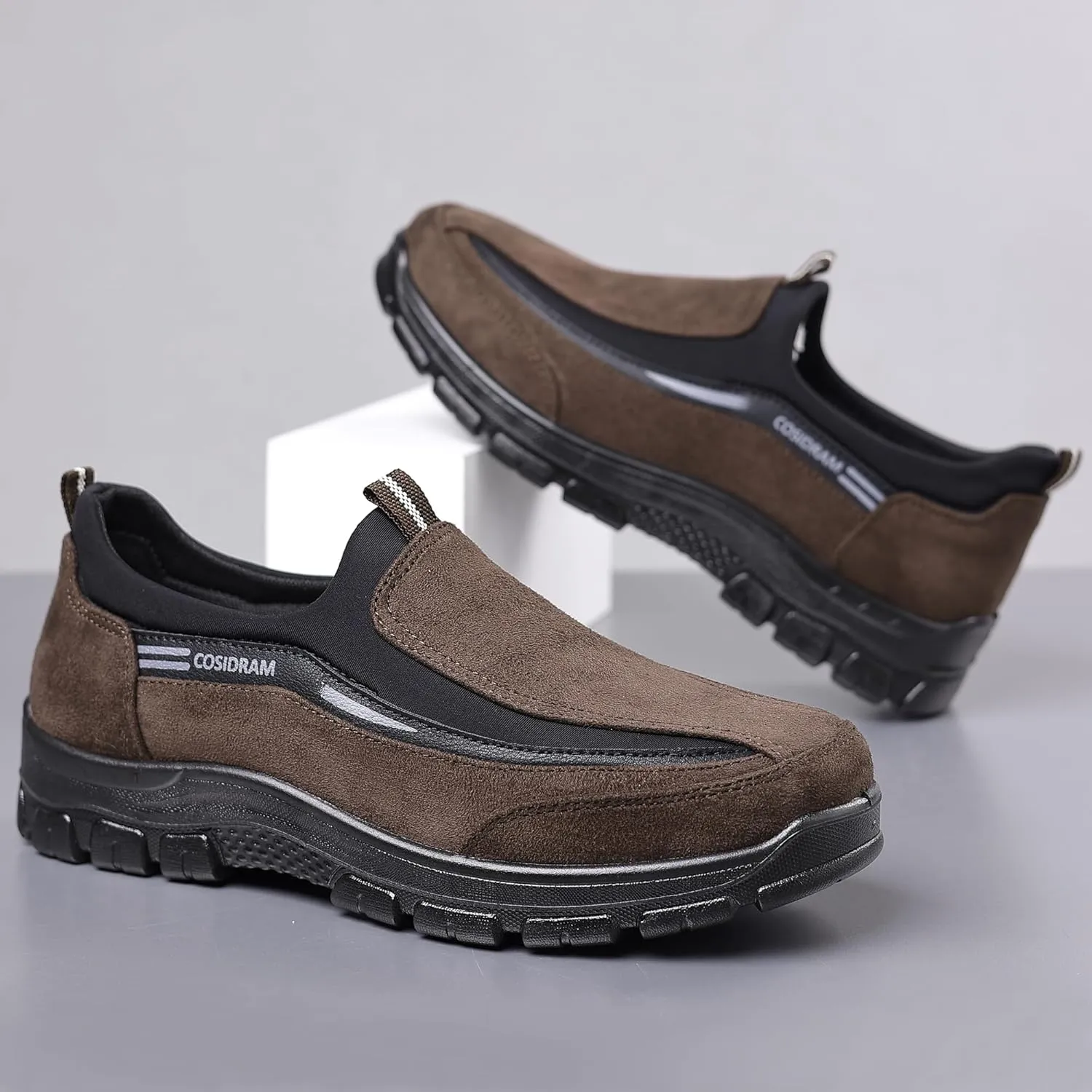 COSIDRAM Mens Casual Shoes Slip on Loafers Comfortable Non Slip Suede Driving Walking Shoes for Men
