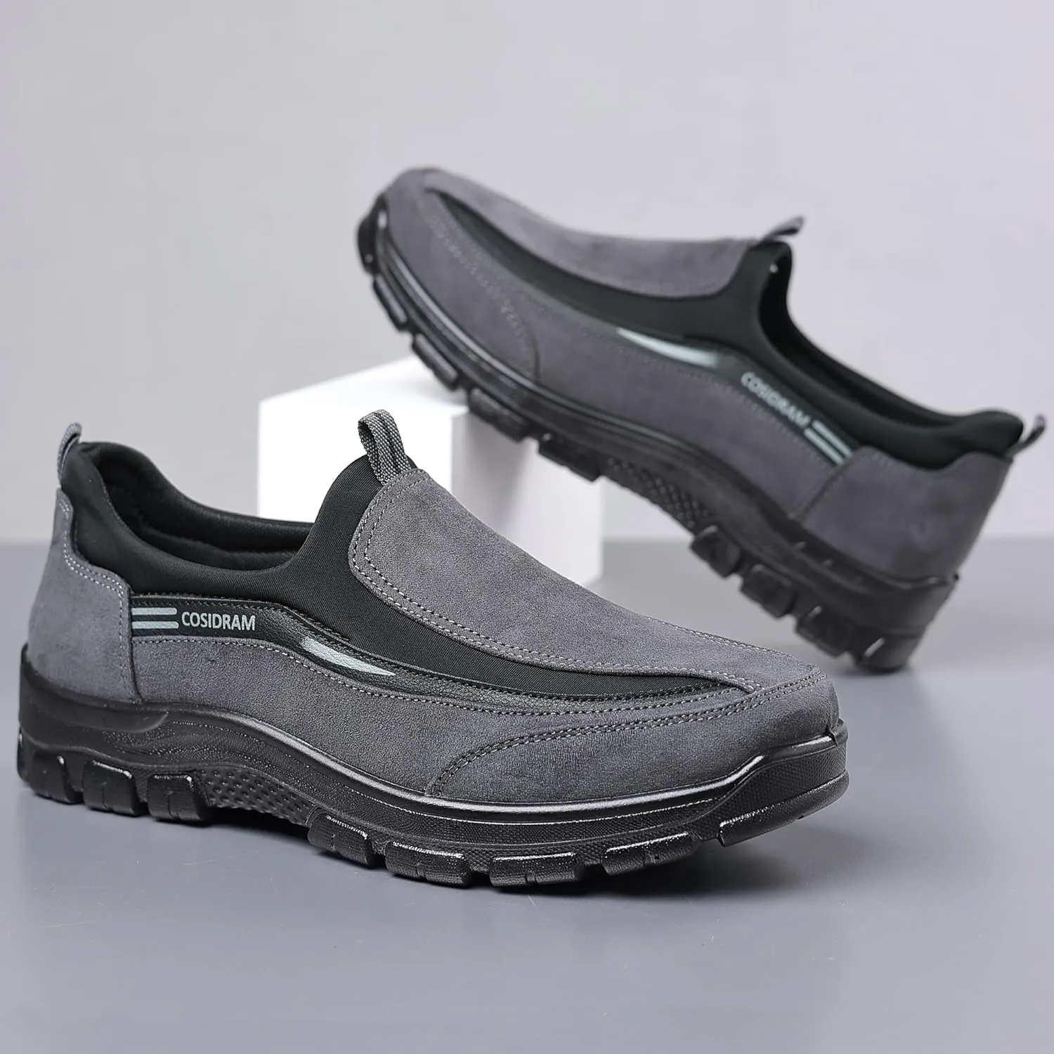 COSIDRAM Mens Casual Shoes Slip on Loafers Comfortable Non Slip Suede Driving Walking Shoes for Men