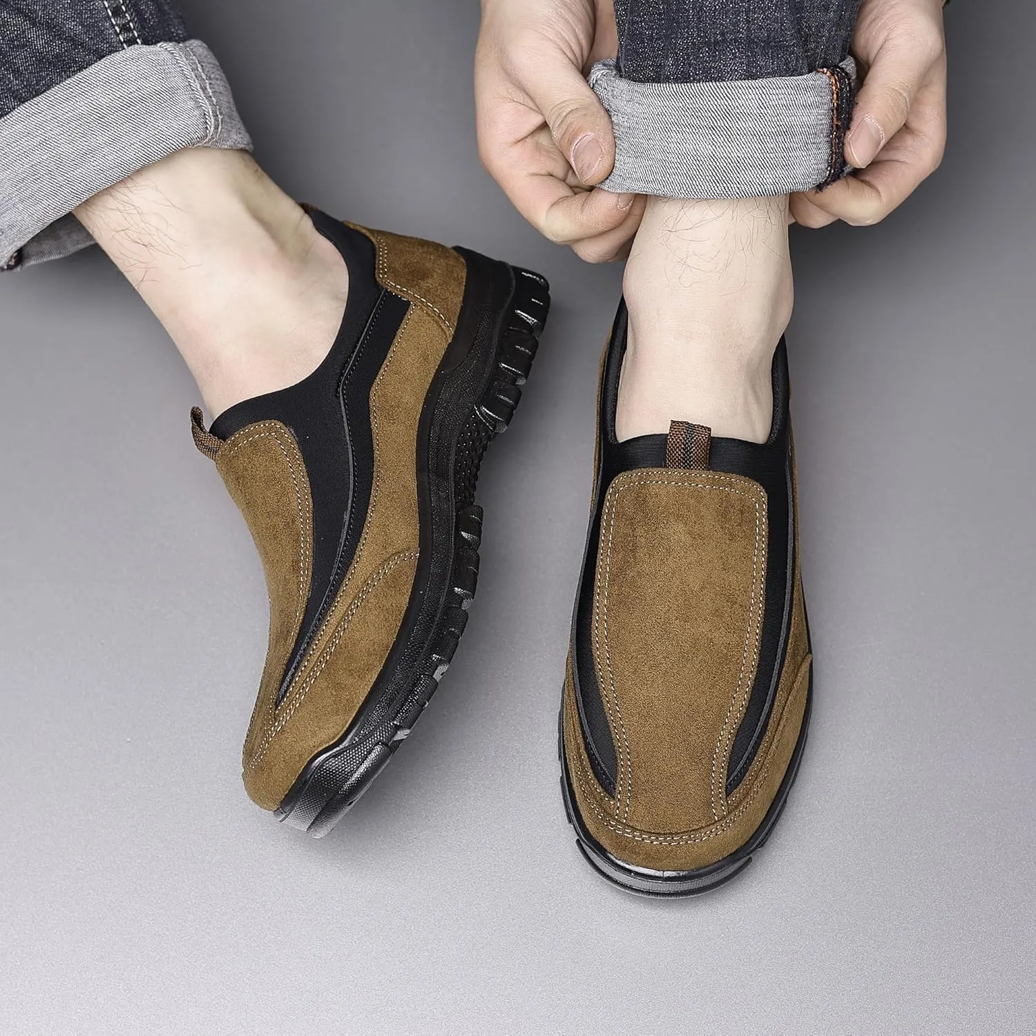 COSIDRAM Mens Casual Shoes Slip on Loafers Comfortable Non Slip Suede Driving Walking Shoes for Men