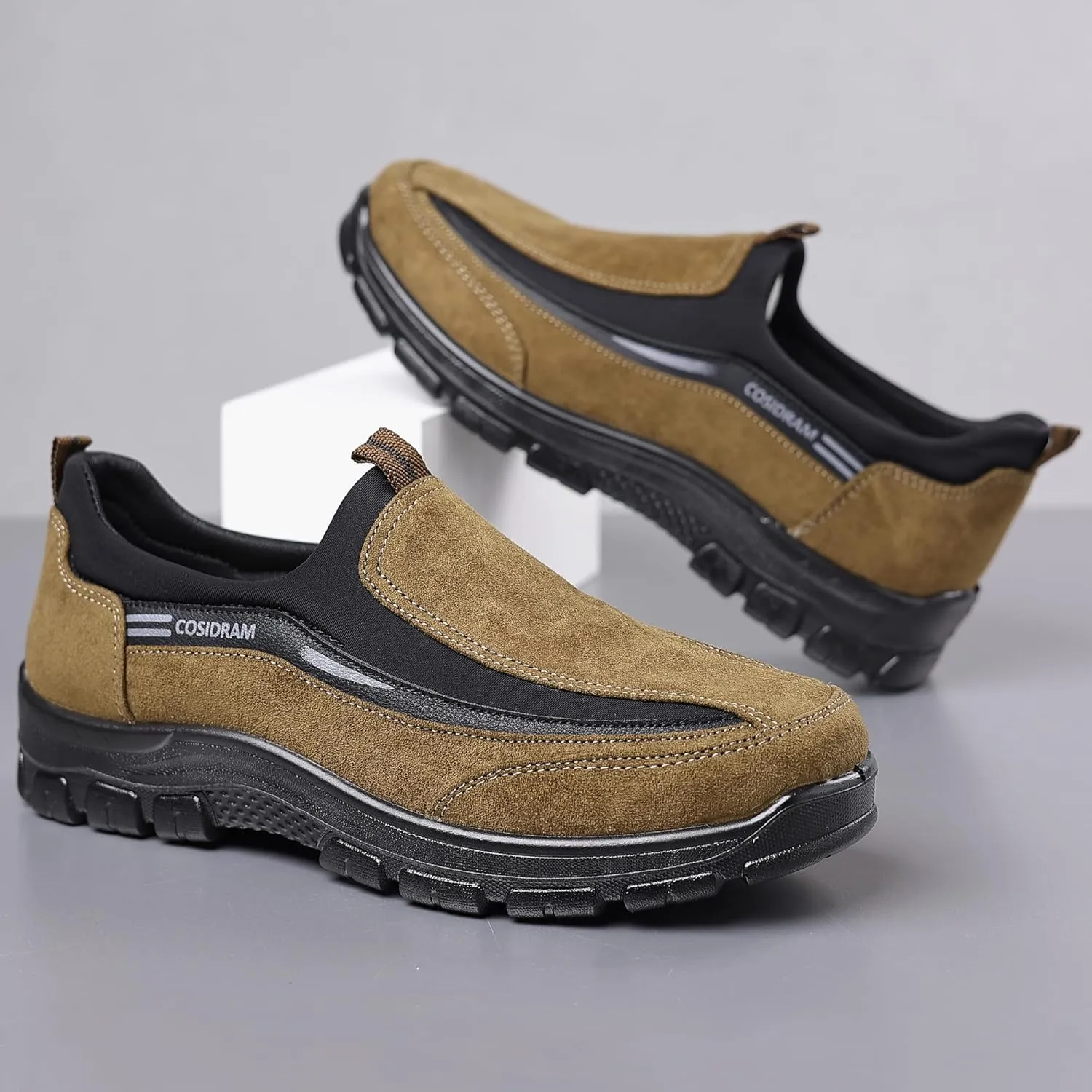 COSIDRAM Mens Casual Shoes Slip on Loafers Comfortable Non Slip Suede Driving Walking Shoes for Men
