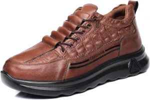 COSIDRAM Men's Casual Shoes Stylish Embossed Crocodile Print Sneakers Soft Walking Loafers