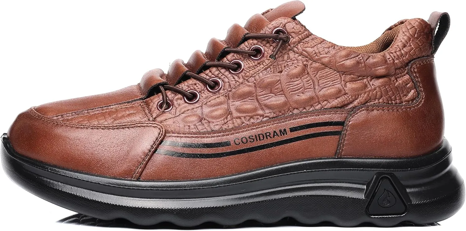 COSIDRAM Men's Casual Shoes Stylish Embossed Crocodile Print Sneakers Soft Walking Loafers