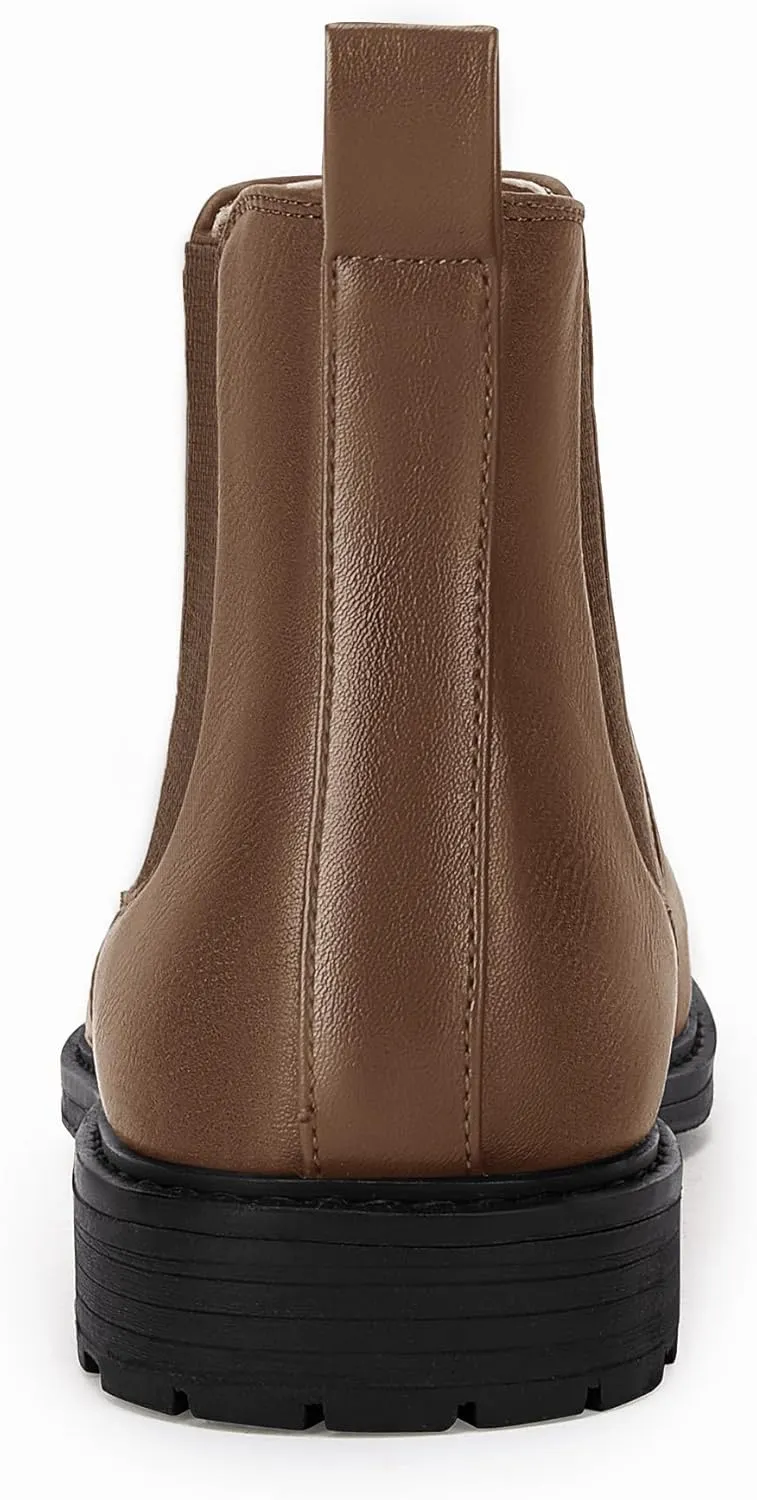 Coutgo Men's Ankle Boots Chelsea Booties Round Toe Slip on Waterproof Leather Dress Booties for Men